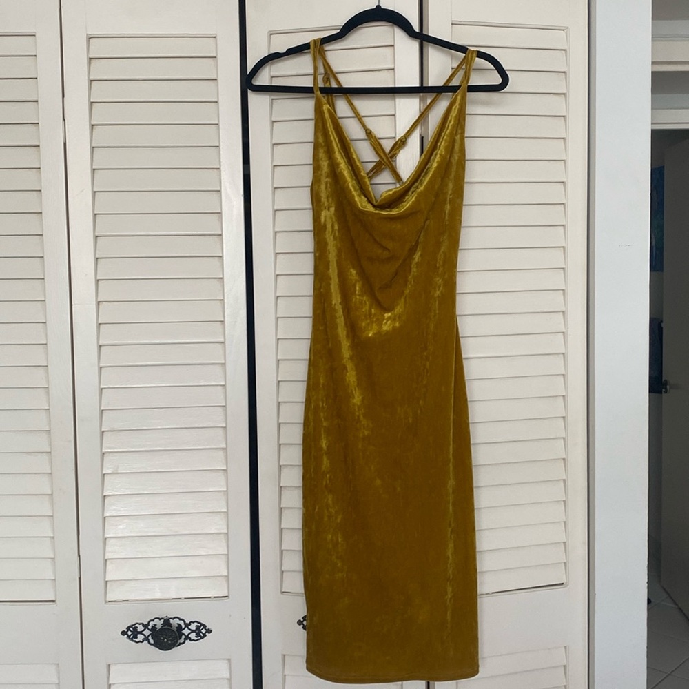 Gold Cowl Neck Dress BCBGeneration